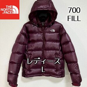 美品希少 ノースフェイス ヌプシダウンジャケット レディースL フード着脱可 THE NORTH FACE ロゴ刺繍 700FP