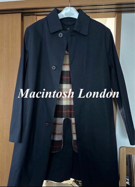 ★極美品★Macintosh London ゴム引きステンカラーコート ネイビー