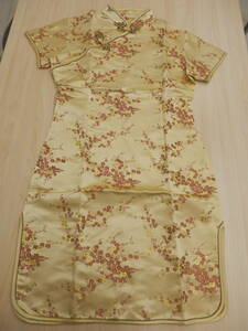  платье в китайском стиле короткий слива рисунок Gold разрез One-piece костюмированная игра [C915]