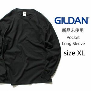 【ギルダン】新品未使用 ウルトラコットン 無地 ポケット付ロンT ブラック 黒 XLサイズ 長袖 ロングスリーブ GILDAN 2410