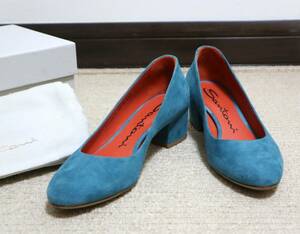 [ prompt decision ] general merchandise shop unused Italy made SANTONI sun to-ni* simple suede low heel pumps 36.5 ta