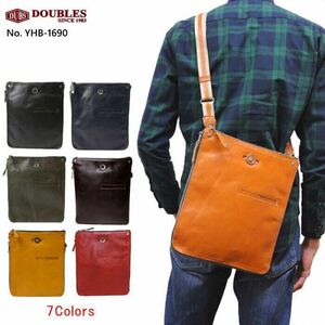 * natural material use cow leather original leather DOUBLES double s shoulder bag men's lady's YHB 1690 leather is -ve -stroke HARVEST dark khaki *