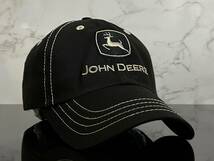 【未使用品】48D クール★JOHN DEERE ジョン・ディア キャップ 帽子CAP クールなブラックのコットン素材にライトグレーロゴ《FREEサイズ》_画像1