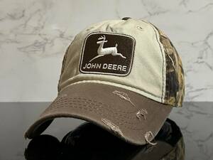 【未使用品】50D★JOHN DEERE ジョン・ディア キャップ 帽子 CAP ビンテージ加工のブラウンとベージュにウット系迷彩柄！《FREEサイズ》