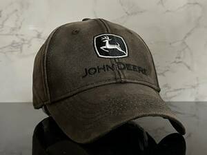 【未使用品】40F クール★JOHN DEERE ジョン・ディア キャップ 帽子CAP クールなブラウンのコーティング素材とロゴデザイン《FREEサイズ》