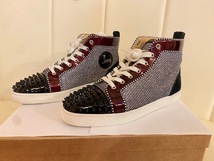 Christian Louboutin クリスチャンルブタン・メンズ・ハイカットスニーカー スパイク / LOU SPIKES ORLATO FLAT PAT/GLIT DIAMS / PAT_画像1