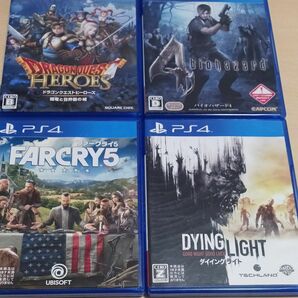 PS4ソフト4本セット　ダイイングライト　ドラゴンクエストヒーローズ　バイオハザード4　ファークライ5