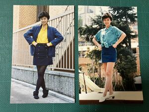 大沢逸美　マルベル堂プロマイド写真2枚　ミニスカW 80年代アイドル 