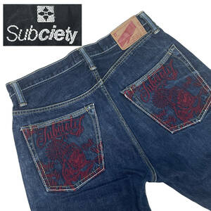 Subciety サブサエティ 刺繍ジーンズ S （約78㎝ W31相当） 刺繍ポケット ストリート 日本製 hiphop スケーター　デニムパンツ メンズ