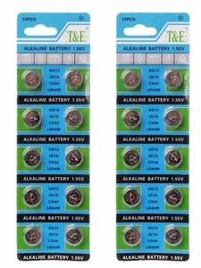 【送料無料】T&E アルカリボタン電池 LR44W 20本 20個 セット ボタン電池 電池