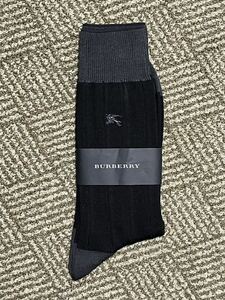【新品未使用】BURBERRY BLACKLABEL バーバリーブラックレーベル メンズソックス ブラック＆グレー 25cm-26cm 日本製 福助 靴下
