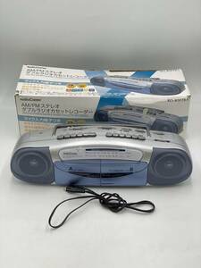 1円スタート AudioComm オーム電機 RCS-W377K-S ステレオダブルラジカセ AM/FM STEREO DOUBLE RADIO CASSETTE RECORDER 通電確認済