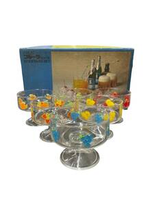 Sasaki Glass 佐々木硝子 フルーツシリーズ STEMWARE SET フルーツグラス ６個セット 昭和レトロ デザートグラス ガラス食器 箱付き