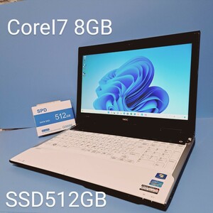 ★最強CoreI7★メモリ8GB★新品SSD512GB NEC/LL750/H/YAMAHAスピーカーWindows11/Webカメラ/ブルーレイOffice2019H&B/lavie