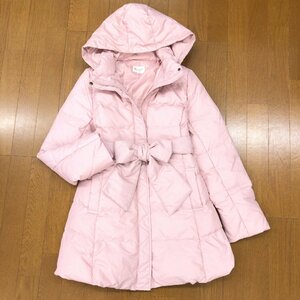 ◆美品 persodea white label ペルソデア ギンガムチェック Aライン ダウンコート 13(XL) ピンク ゆったり 大きいサイズ 2L LL 国内正規品