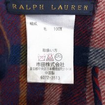 ●美品 RALPH LAUREN ラルフローレン ウール100% ポニー刺繍 タータンチェック ブランケット 赤系 レッド系 ひざ掛け 国内正規品 女性用_画像7