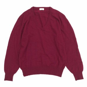 Moda Regence モダレジャンス 《繊維の宝石》上質 カシミヤ100% Ｖネック ニット セーター M ボルドー ワインレッド 長袖 メンズ カシミア