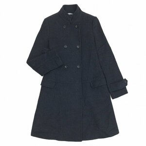 ◆美品 theory luxe セオリーリュクス スタンドカラー ウール ダブルコート 38(M) チャコールグレー ロングコート 日本製 レディース 婦人