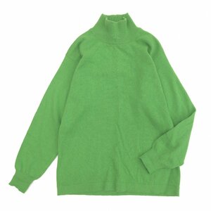 美品 伊製 ANNAPIU アンナピュウ カシミヤ100% タートルネック ニット セーター 42(XL相当) 緑 グリーン LL 2L ゆったり 大きい カシミア