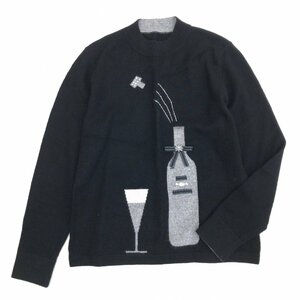 BELLE VOGUE ベルヴォーグ 《繊維の宝石》上質 カシミヤ100% ビジュー装飾 モックネック ニット セーター M 黒 ブラック 長袖 カシミア