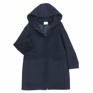 ◆IENA イエナ 定価47,300円 2Way 二重織り シャルムフード コクーンコート 40(L) 濃紺 ネイビー ノーカラーコート 国内正規品 レディース