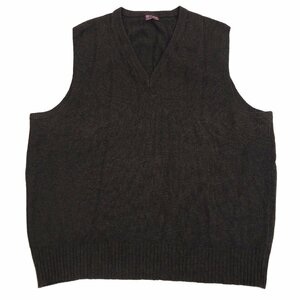 英国製 Pure Cashmere Ｖネック ピュアカシミヤ100% ニット ベスト 46 ダークブラウン カシミア スコットランド製 XL 2L 特大 大きい