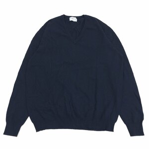 ●LYLE&SCOTT ライル&スコット Ｖネック ピュアカシミヤ100% ニット セーター 2XL相当 濃紺 ネイビー カシミア 3L 特大 大きいサイズ