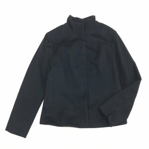 ●UNTITLED アンタイトル ウール100% スタンドカラー ジャケット 44(2XL) 黒 ブラック 日本製 コート 3L ゆったり 大きい レディース