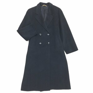 ◆美品 Pure Cashmere Coat 高級カシミヤ100% ダブル チェスターコート F ブラック ロングコート カシミア レディース 女性用 婦人