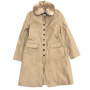 ◆美品 LA MARINE FRANCAISE マリンフランセーズ DiAPLEX ラビットファー ウールライナー付き ロングコート 2(M) キャメル 撥水 女性用