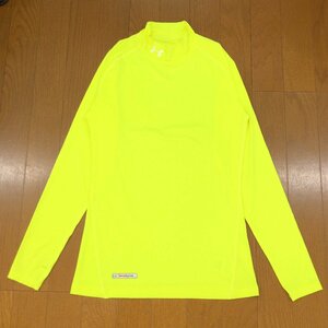 美品 UNDER ARMOUR アンダーアーマー heatgear ストレッチ コンプレッション シャツ L 蛍光イエロー 長袖 インナーウェア 国内正規品 メン