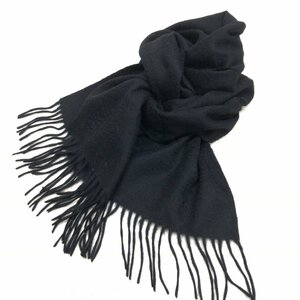 美品 Cashmere muffler 《繊維の宝石》上質 カシミヤ100% マフラー 黒 ブラック ストール ショール ユニセックス カシミア 柔らか◎