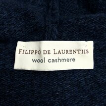 ●伊製 FILIPPO DE LAURENTIIS フィリッポデローレンティス カシミヤ混 ジップ ニット パーカー 50(JP:XL相当) 濃紺 特大 大きい 2L LL_画像3