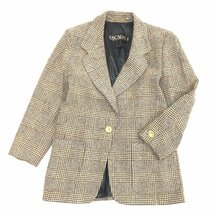 ●ESCADA エスカーダ グレンチェック 金ボタン ウール ジャケット 38(M相当) ベージュ系 コート 羽織り レディース 女性用_画像1