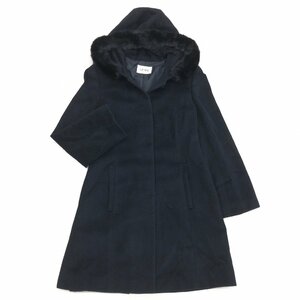 ◆GRADE グレード ラビットファー アンゴラウール フーデットコート 13(XL) 黒 ブラック ゆったり 大きいサイズ 2L LL 東京スタイル 女性用