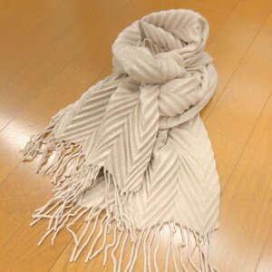 美品 伊製 ALONPI CASHMERE アロンピ 《繊維の宝石》カシミヤ100% 3Dデザイン マフラー ベージュ イタリア製 ストール ショール カシミア