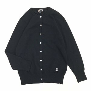 DAKS ダックス 《繊維の宝石》上質 カシミヤ100% ニット カーディガン M 黒 ブラック 長袖 羽織り ロゴ刺繍 レディース 女性用 カシミア