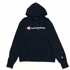 ●Champion チャンピオン ロゴプリント スウェット パーカー XL 黒 ブラック 2L LL 特大 大きいサイズ フーディ ジャケット ブルゾン