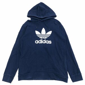 ●adidas originals アディダスオリジナルス ロゴプリント スウェット パーカー O 濃紺 ネイビー XL 2L LL 特大 大きいサイズ メンズ 紳士