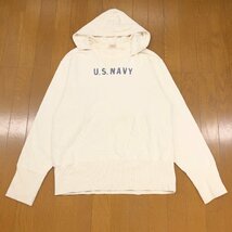 ●Sweat SERVICE UNIFORM U.S.NAVY 後付け スウェット パーカー 2(L相当) 生成り はらまき 前V ガゼット アメカジ ミリタリー_画像1