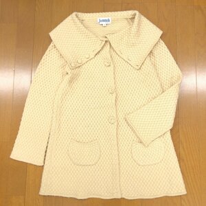 *Jocomomola Jocomomola wool Blend volume color knitted jacket 40(L) beige feather weave cardigan lady's Sybilla 