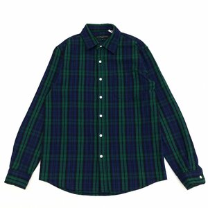 美品 SHIPS GENERAL SUPPLY シップス チェック柄 ヘビーフランネルシャツ M 濃紺×緑 ネイビー グリーン 長袖 アメカジ 日本製 国内正規品