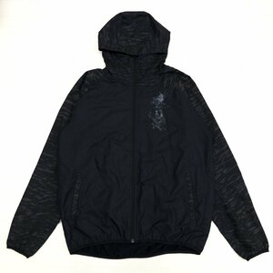 ●DESCENTE デサント XGN 防水 防風 撥水 フーデット ウインドブレーカー ジャケット L 黒系 ブラック系 トレーニング ピステ パーカー