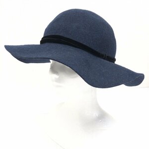 ●SHAREEF シャリーフ ウール100% ワイド ブリム ハット F 濃紺 ネイビー 日本製 フロッピーハット 帽子 レディース 女性用
