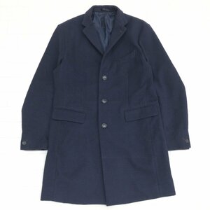 ◆MEN’S MELROSE メンズメルローズ ウールタッチ ストレッチ チェスターコート 5(XL) 紺 ネイビー 特大 大きいサイズ 2L LL メンズ 紳士