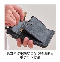 ファイテン/スマホショルダー(サコッシュ風)/スマホケース/肩掛けバッグ 財布 小銭入れ/METAXメタックス/ブラック黒/ゴルフ カジュアル_画像3