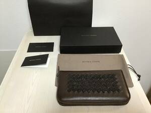 ★☆美品 BOTTEGA VENETA カーフ クロコダイル イントレチャート ディテール ジップアラウンドウォレット濃茶 正規品☆★