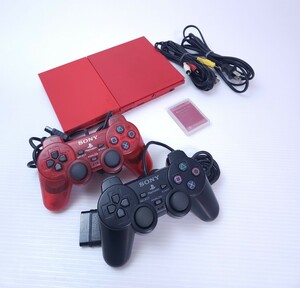 動作品 SONY ソニー PS2 本体 SCPH-90000 CR シナバーレッド CINNABAR RED プレイステーション2/2台コントローラ+メモリカード 希少品(99)