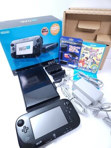 美品 / 動作品 任天堂 Nintendo WiiU Wii U 本体 32GB WUP-101 GamePad WUP-010 クロ 箱付き/ ゲームソフト/ダストフィルタ(191)