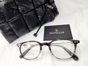 ラスト1点　MONCLER モンクレール 眼鏡フレーム ML5141D グレー グラデ クリア ウェリントン 本物 未使用 メンズ